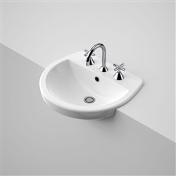 Caroma Cosmo Semi Recessed Basin 3 Taphole With Overflow White 864035W