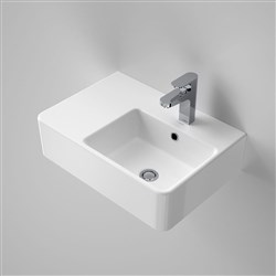Caroma Cube Extension Wall Basin Left Hand Shelf 1 Taphole With Overflow White 864215W