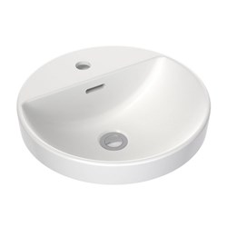 Clark Round Inset Basin 400mm 1 Taphole With Overflow White CL40011.W1