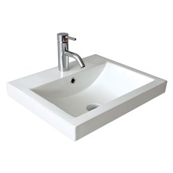 Seima Kyra 016 Rectangle Inset Basin 545mm 1 Taphole With Overflow (No P&W) White 191444