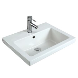 Seima Kyra 024 Rectangle Above Mount Basin 550mm 1 Taphole With Overflow (No P&W) White 191458