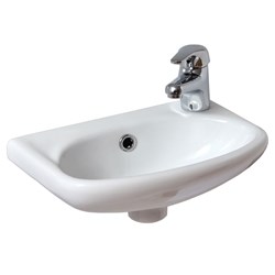 Seima Chios 512 Compact Wall Basin 385mm 1 Taphole With Overflow (No P&W) White 191488