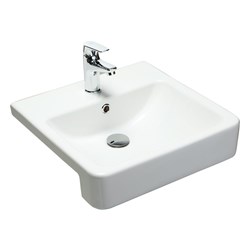 Argent Evo 450 Semi Recessed Basin 450mm 1 Taphole With Overflow White FC16TUL01