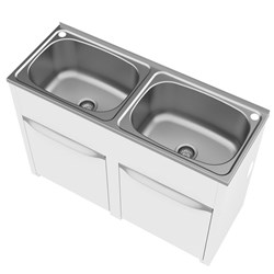 Clark Eureka Double Bowl Laundry Trough And Cabinet 45 Litre F8211 OBS
