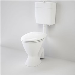 Caroma Care 100 Connector S Trap Toilet Suite with Caravelle Care Double Flap Seat White 982909W