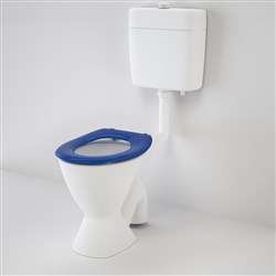 Caroma Care 100 Connector S Trap Toilet Suite With Caravelle Care Single Flap Seat Sorrento Blue 982908SB