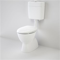 Caroma Care 200 Connector S Trap Toilet Suite With Caravelle Care Double Flap Seat White 982911W