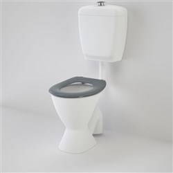 Caroma Care 300 Connector S Trap Toilet Suite With Caravelle Care Single Flap Seat Grey 987904AG