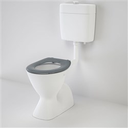 Caroma Cosmo Care Connector S Trap Toilet Suite With Caravelle Care Single Flap Seat Grey 982920AG