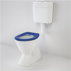 Caroma Cosmo Care Connector S Trap Toilet Suite With Caravelle Care Single Flap Seat Blue 982920SB
