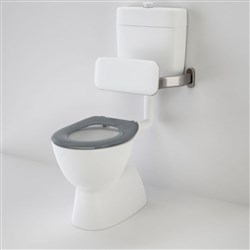 Caroma Care 200 Connector S Trap Toilet Suite with Backrest And Caravelle Care Single Flap Seat Grey 982910BAG