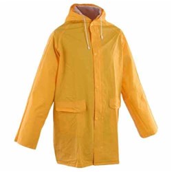 Pvc Hiviz 3/4 Length Raincoat W/Hood Large